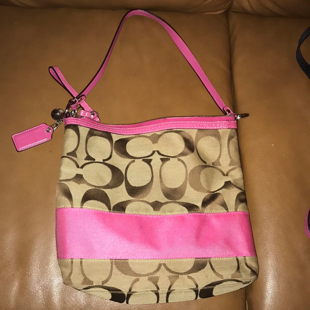 Signature Stripe Convertible Hobo Bag